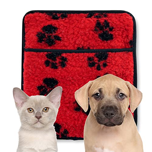 Hottles Microwavable Pet Warming Natural Thermal Heating Pad for Pets, Heated Cat Bed, Now with Paw Print Fleece