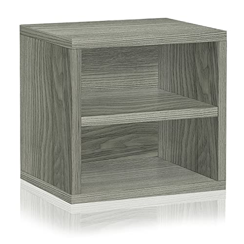 Way Basics Connect Shelf Cube Stackable Cubby (Tool-Free Assembly), Grey