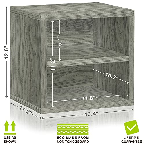 Way Basics Connect Shelf Cube Stackable Cubby (Tool-Free Assembly), Grey