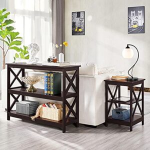 Topeakmart Console Table with Storage, Narrow Long Entryway Table for Small Space, Living Room Accent Furniture, Espresso