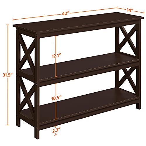 Topeakmart Console Table with Storage, Narrow Long Entryway Table for Small Space, Living Room Accent Furniture, Espresso