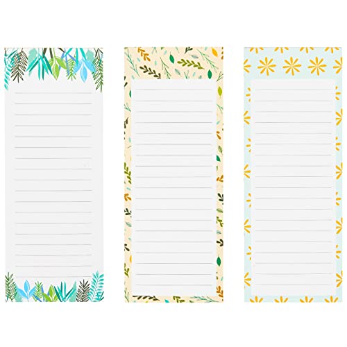 Juvale Floral Magnetic Fridge Notepad with 60 Lined Sheets, 6 Pack Featuring 6 Unique Designs, 9 x 23 cm