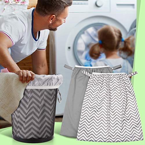 Teamoy (2 Pack) Reusable Pail Liner for Cloth Diaper/Dirty Diapers Wet Bag, Gray Chevron+Slate