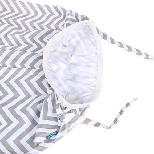 Teamoy (2 Pack) Reusable Pail Liner for Cloth Diaper/Dirty Diapers Wet Bag, Gray Chevron+Slate