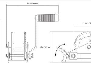 Camco 50000, Trailer Boat Winch | Features a 2-Way Ratchet & 20-Foot Strap with a 2,000lb Weight Capacity