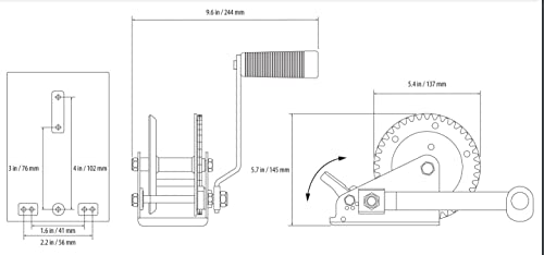 Camco 50000, Trailer Boat Winch | Features a 2-Way Ratchet & 20-Foot Strap with a 2,000lb Weight Capacity