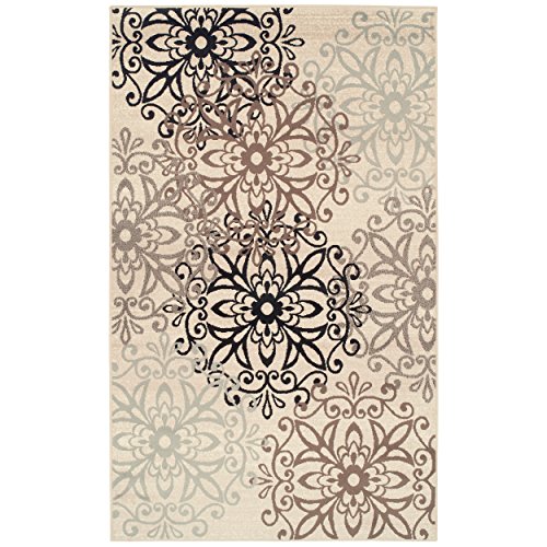 SUPERIOR Indoor Large Area Rug for Bedroom, Living/Dining Room, Entryway, Office, Farmhouse Aesthetic Floor Throw, Modern Floral Geometric Decor, Jute Backing, Leigh Collection, 5' x 8', Beige