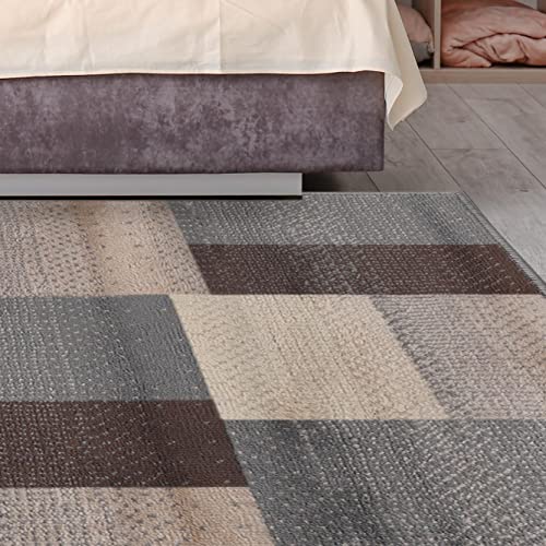 Superior Indoor Large Area Rug, Jute Backed, Perfect For Entryway, Office, Living/ Dining Room, Bedroom, Kitchen, Modern Geometric Patchwork Floor Decor, Clifton Collection, 8' x 10', Grey