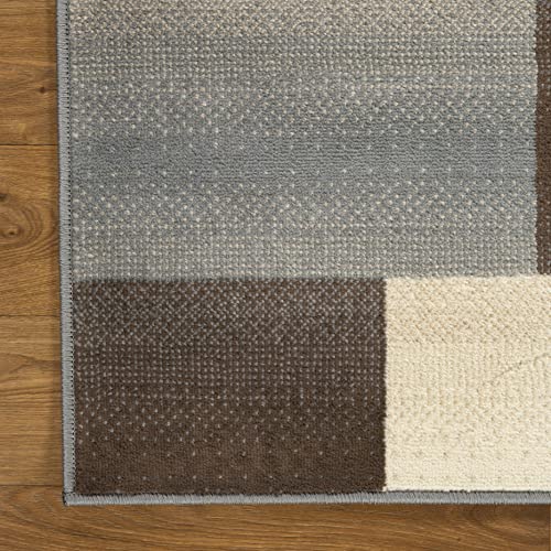 Superior Indoor Large Area Rug, Jute Backed, Perfect For Entryway, Office, Living/ Dining Room, Bedroom, Kitchen, Modern Geometric Patchwork Floor Decor, Clifton Collection, 8' x 10', Grey