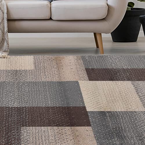 Superior Indoor Large Area Rug, Jute Backed, Perfect For Entryway, Office, Living/ Dining Room, Bedroom, Kitchen, Modern Geometric Patchwork Floor Decor, Clifton Collection, 8' x 10', Grey