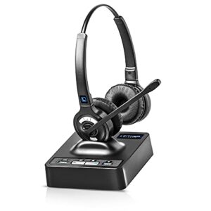 leitner lh275 wireless office headset with mic - computer and telephone headset - phone headsets for office phones – dual-ear