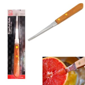 Set of 2 Grapefruit Spoons and 1 Grapefruit Knife, Stainless Steel, Serrated Edges