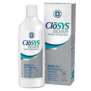 CloSYS Silver Fluoride Mouthwash, 16 Ounce (Pack of 2), Gentle Mint, for Adults 55+, Alcohol Free, Dye Free, pH Balanced, Fights Cavities and Strengthens Tooth Enamel