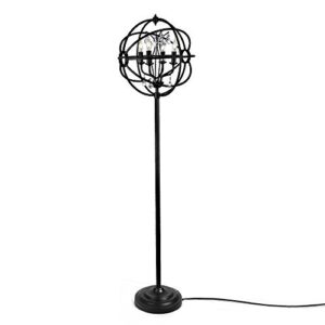 laluz floor lamp, modern orb standing light with crystal pendant, black painting finishes for office, living room, reading room a03132
