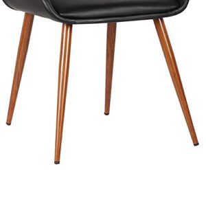 Armen Living Panda Dining Chair in Black Faux Leather and Walnut Wood Finish