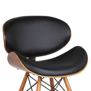 Armen Living Cassie Dining Chair in Black Faux Leather and Walnut Wood Finish 20D x 21W x 31H in