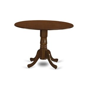 East West Furniture Dublin 5 Piece Set Includes a Round Dining Room Table with Dropleaf and 4 Linen Fabric Upholstered Chairs, 42x42 Inch, Espresso