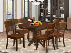 east west furniture kely7-esp-w 7 piece dining table set consist of an oval dining room table with butterfly leaf and 6 wooden seat chairs, 42x60 inch, espresso