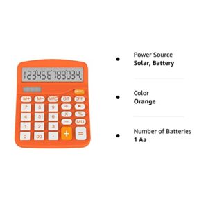 Helect Calculator, Standard Function Desktop Calculator (Orange)