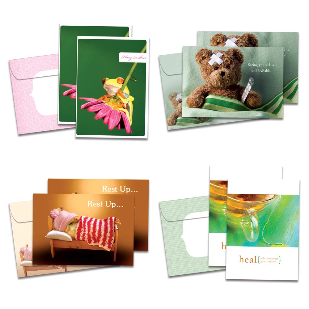 Tree-Free Greetings Hang in There, Rest Up and Heal Get Well Card Assortment, 5 x 7 Inches, 8 Cards and Envelopes per Set (GA31531)