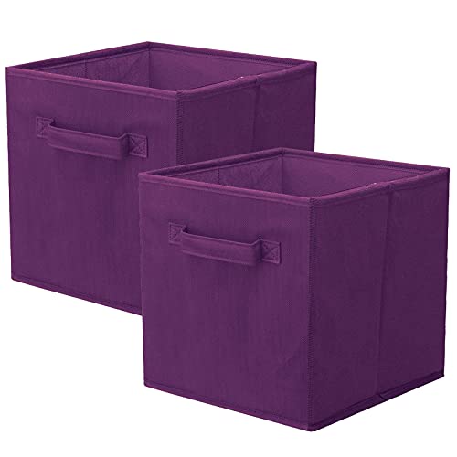 ShellKingdom Storage Bins, Foldable Fabric Storage Cubes and Cloth Storage Organizer Drawer for Closet and Toys Storage,2 Pack（Purple）