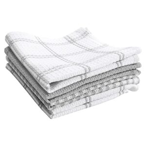 t-fal premium kitchen towel (4-pack), 12"x13" highly absorbent, super soft long lasting 100% cotton flat waffle dish towel for washing dishes, gray