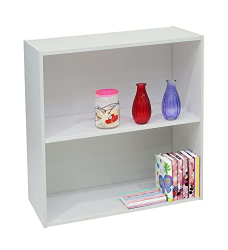 Kings Brand Furniture White Wood 2-Tier Shelf Bookcase Storage Organizer