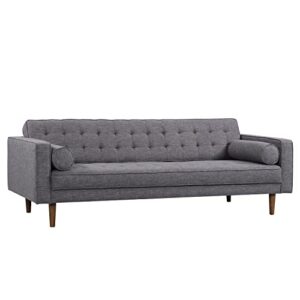 armen living element sofa in dark grey linen and walnut wood finish