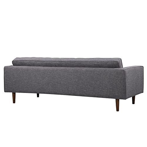 Armen Living Element Sofa in Dark Grey Linen and Walnut Wood Finish