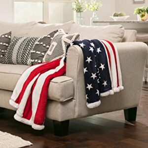 Chanasya Patriotic US Flag Print Sherpa Throw Blanket - Lightweight Microfiber for Couch and Bed - Great Gift for Veteran, Friend, Men, Women, Proud American House (60x70 Inches)