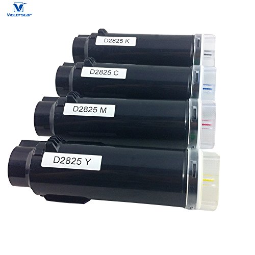 VICTORSTAR 4 Colors Compatible Toner Cartridges S2825cdn H625cdw H825cdw【Extra High Yield】 5000 Pages for Black & 4000 Pages for C M Y for Dell Color Laser Printers H625cdw H825cdw S2825cdn (4C)