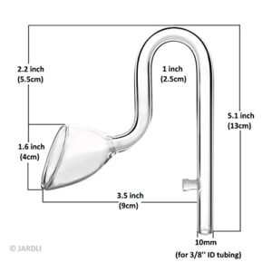 JARDLI Glass Lily Pipe Outflow for Aquarium Planted Tank (10mm for 9/12mm (3/8" ID) tubing)