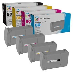ld products remanufactured ink cartridge replacements for hp 80 (black, cyan, magenta, yellow, 4-pack)