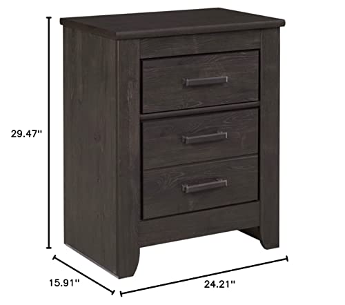 Signature Design by Ashley Brinxton Urban Contemporary 2 Drawer Nightstand, Charcoal