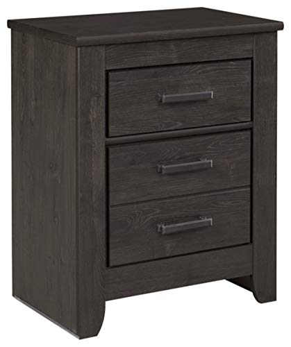 Signature Design by Ashley Brinxton Urban Contemporary 2 Drawer Nightstand, Charcoal