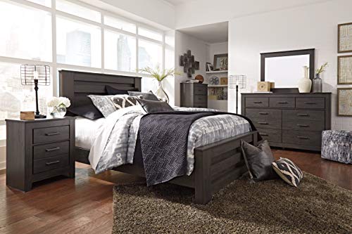 Signature Design by Ashley Brinxton Urban Contemporary 2 Drawer Nightstand, Charcoal