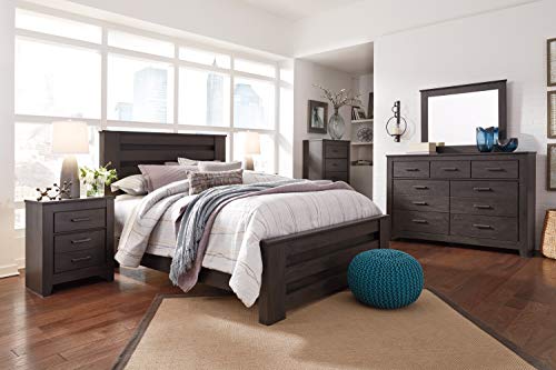 Signature Design by Ashley Brinxton Urban Contemporary 2 Drawer Nightstand, Charcoal