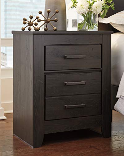 Signature Design by Ashley Brinxton Urban Contemporary 2 Drawer Nightstand, Charcoal