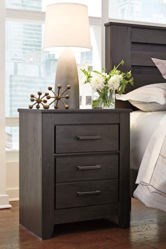 Signature Design by Ashley Brinxton Urban Contemporary 2 Drawer Nightstand, Charcoal