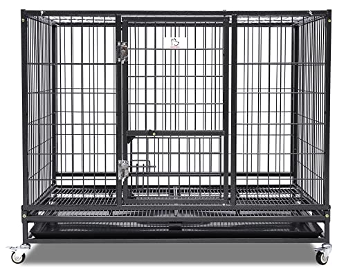 Homey Pet 43" Stackable Heavy Duty Cage W/Feeding Door, Casters and Tray