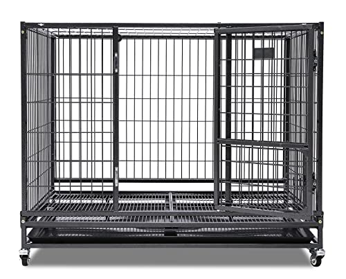 Homey Pet 43" Stackable Heavy Duty Cage W/Feeding Door, Casters and Tray