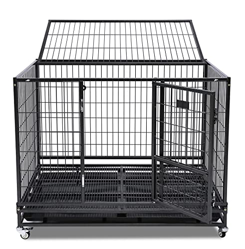 Homey Pet 43" Stackable Heavy Duty Cage W/Feeding Door, Casters and Tray