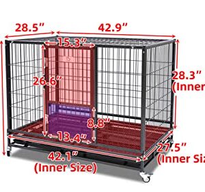 Homey Pet 43" Stackable Heavy Duty Cage W/Feeding Door, Casters and Tray