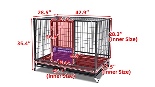Homey Pet 43" Stackable Heavy Duty Cage W/Feeding Door, Casters and Tray