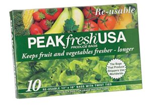 peak fresh re-usable produce bagsset of two (20 bags total) by peak fresh