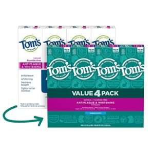 tom's of maine fluoride-free antiplaque & whitening toothpaste, peppermint (5.5 oz, 4 pk.)