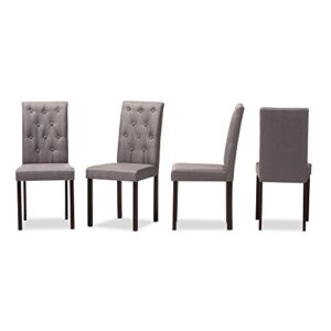 baxton studio gardner modern and contemporary dark brown finished grey fabric upholstered dining chair