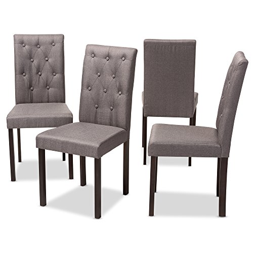 Baxton Studio Gardner Modern and Contemporary Dark Brown Finished Grey Fabric Upholstered Dining Chair