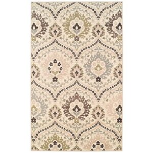 SUPERIOR Indoor Runner Rug, Jute Backed, Modern Oriental Floral Damask Floor Decor for Office, Living Room, Bedroom, Entryway, Nursery Hardwood, Tile, Augusta Collection - 8ft x 10ft , Multi-Colored