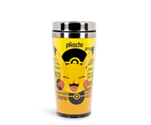 pokemon pikachu travel mug with stainless steel lid, 16 ounces